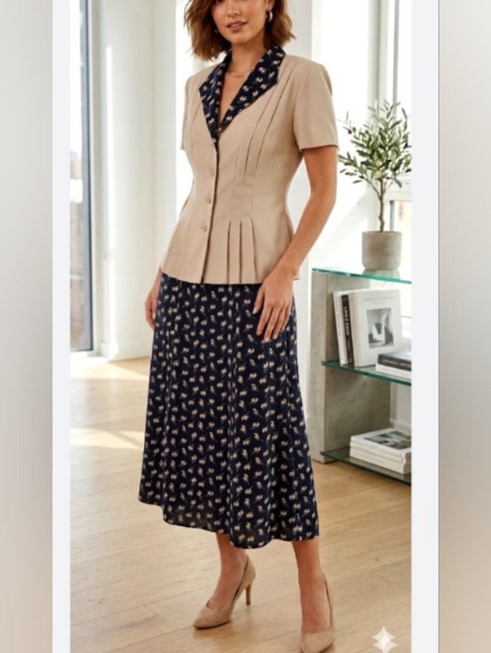 Two-Piece Jacket & Floral Midi Dress - Picture 1 of 7